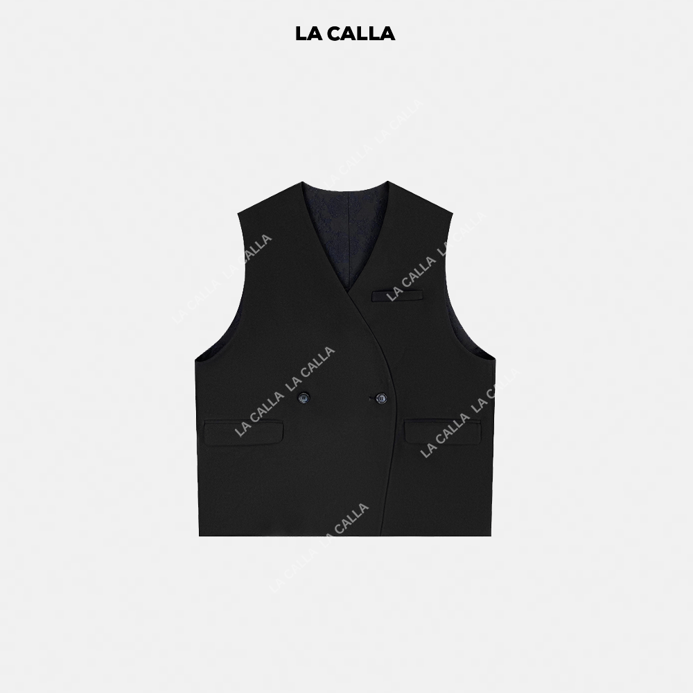 LA CALLA蓝织提花极简双面马甲YY1936