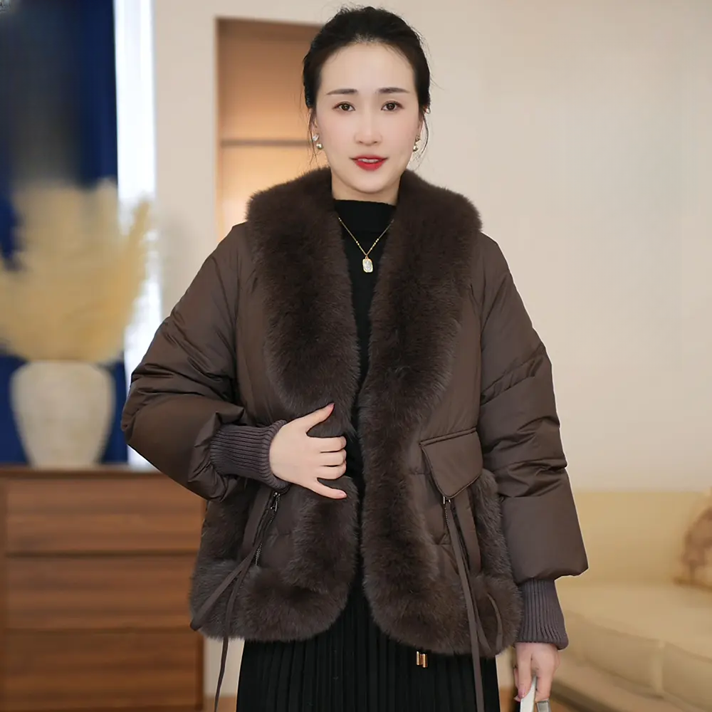 2025冬季新款妈妈装洋气保暖棉服气质大毛领秋冬时尚蓬松冬季外套