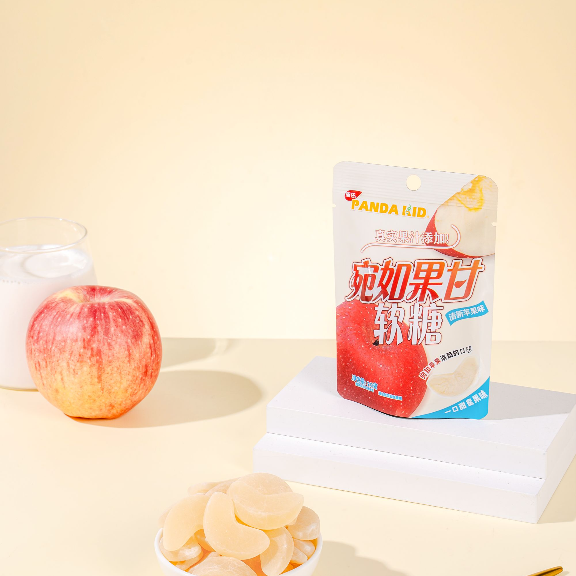 熊仔 宛如果甘苹果片软糖12袋真果汁休闲办公解馋小零食