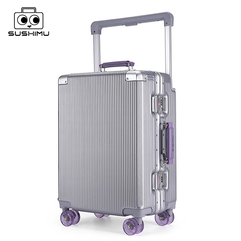 sushimu2025新款铝框高颜值纯PC行李箱20寸登机箱24寸拉杆箱女