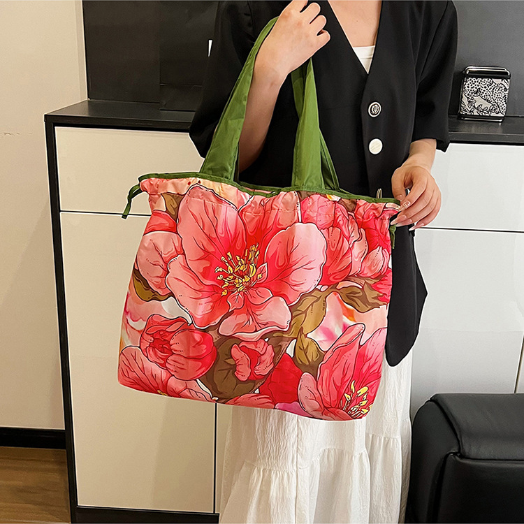 印花大容量购物袋 加厚防水买菜包折叠便携超市手提单肩收纳袋