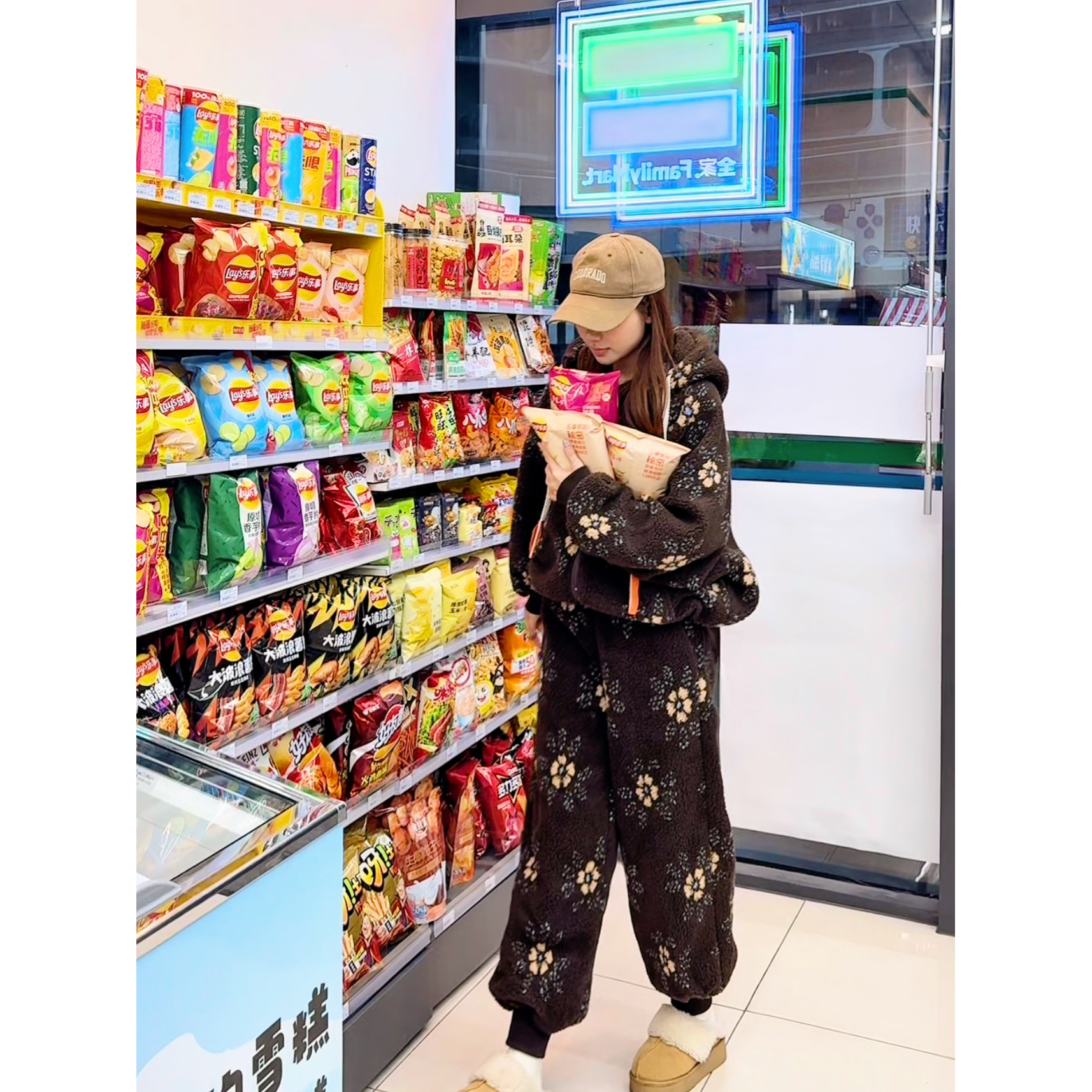 高级感穿搭珊瑚绒睡衣女冬季新款加厚连帽开衫外套保暖家居服套装