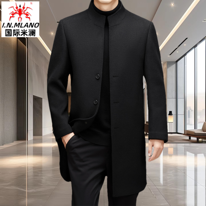 高端加厚双面羊毛呢外套男2025新款秋冬季百搭中长款时尚毛呢大衣