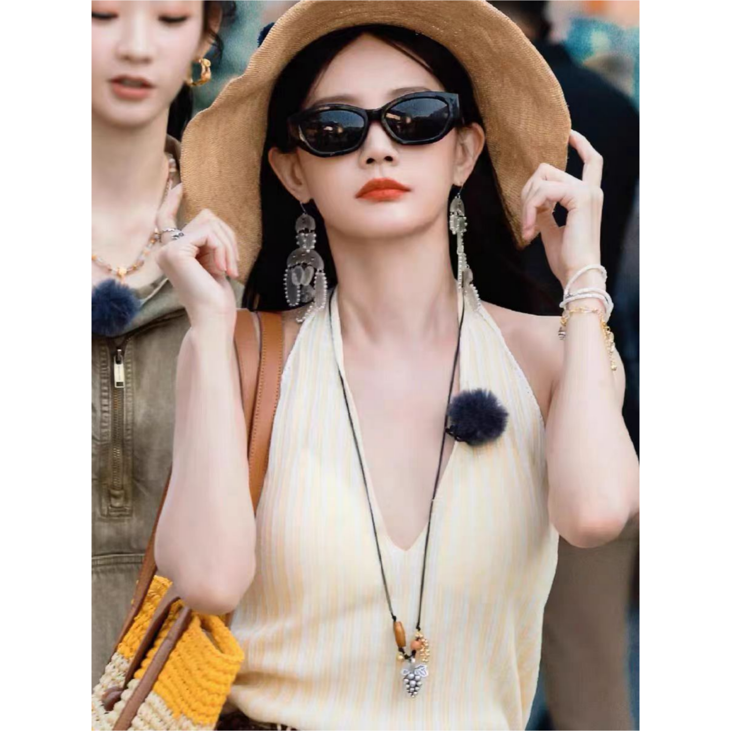 黄铜木质吊坠 李一桐同款葡萄树手工编织项链可调节水果吊坠项链