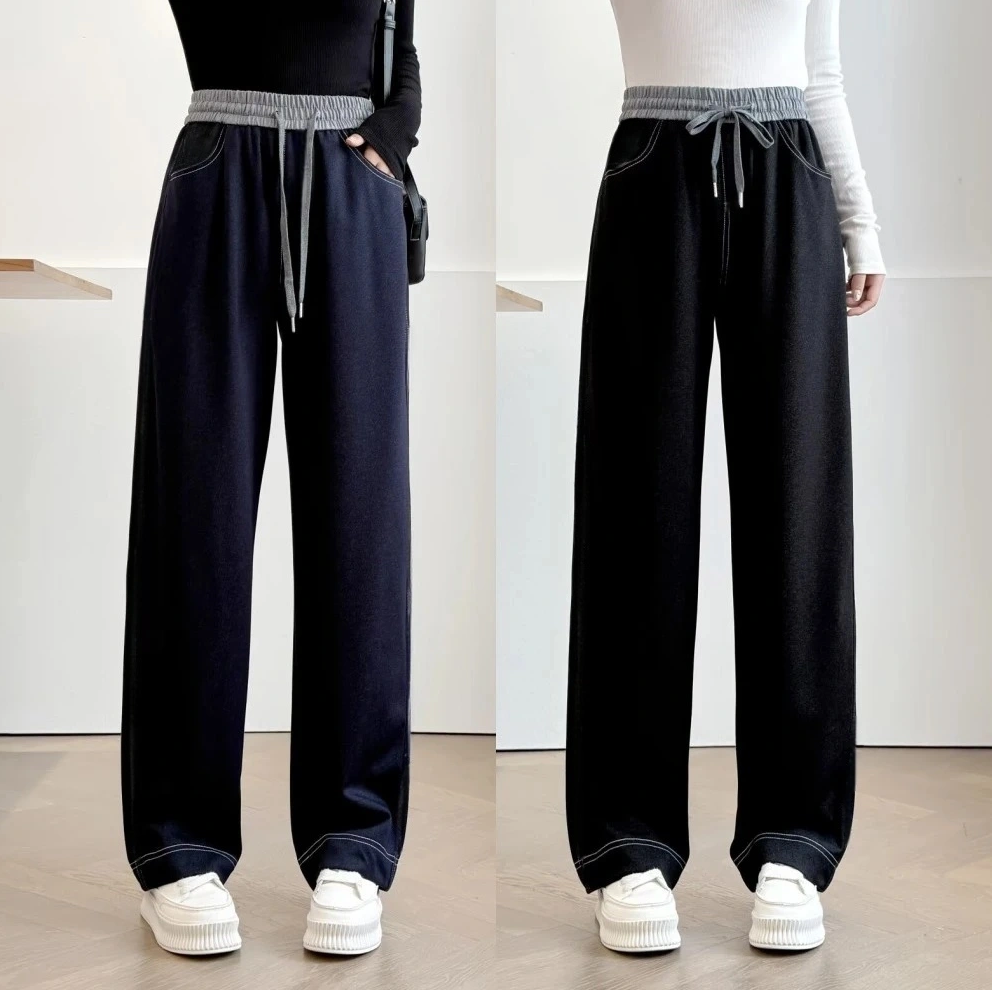 500g冬季新款加绒加厚显瘦丹宁蓝百搭软牛仔直筒女裤宽松垂感2038