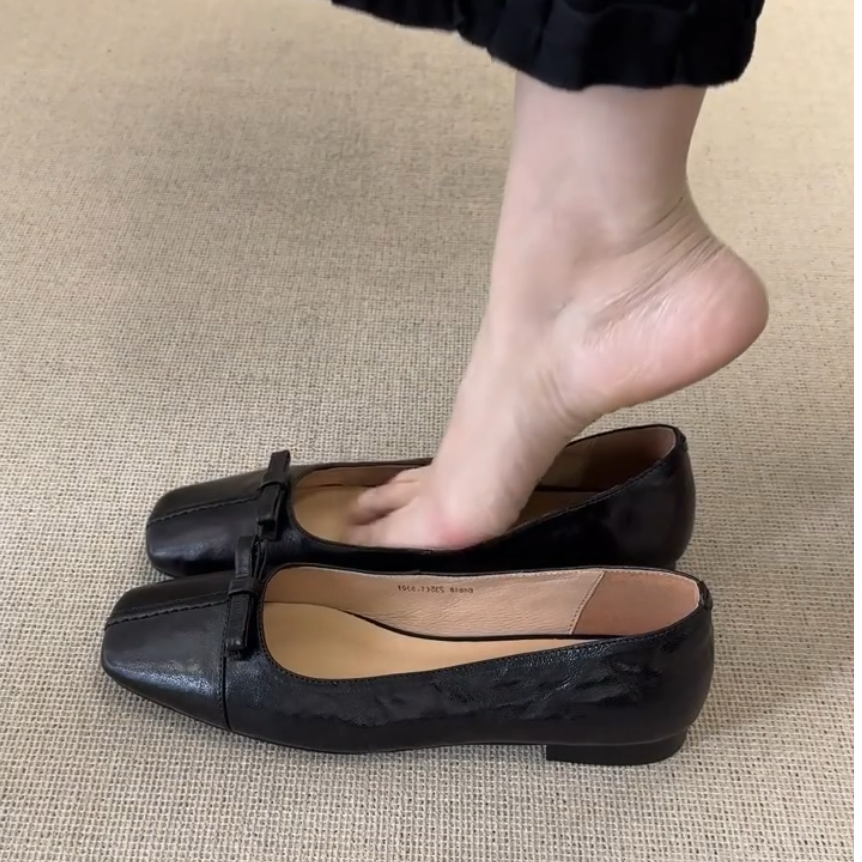 超软小羊皮~法式单鞋女平底百搭黑色鞋子配裙子玛丽珍复古晚晚鞋