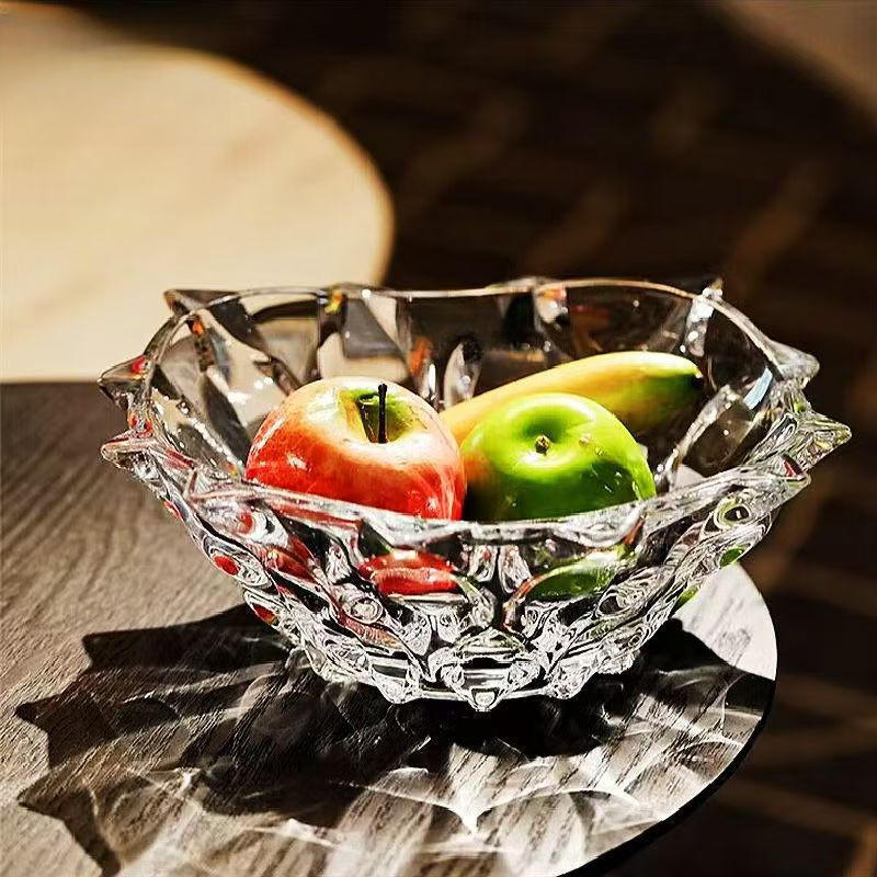创意家用透明水晶玻璃水果盘子干果零食果斗糖缸摆件轻奢欧式