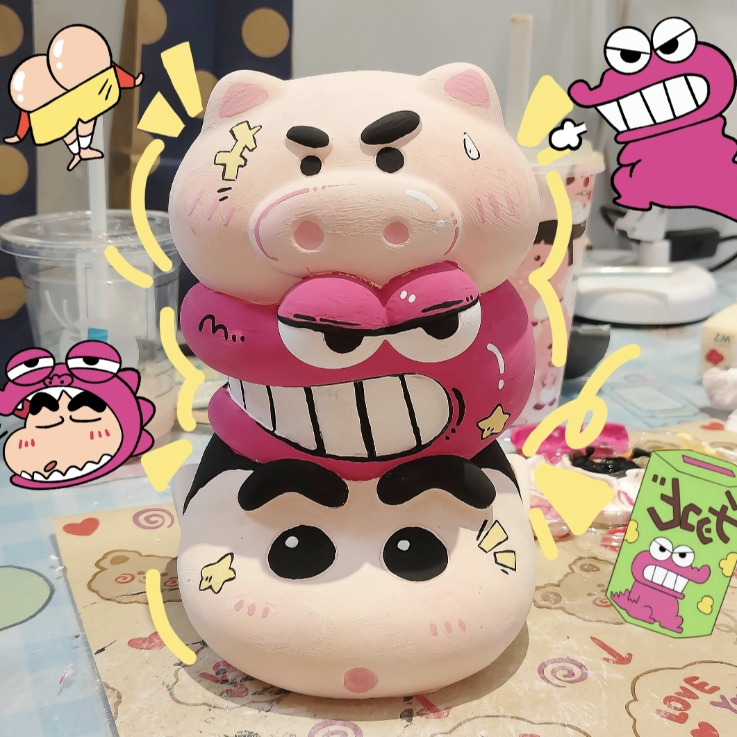 小新叠叠乐大号石膏娃娃涂色摆件玩具涂鸦彩绘创意diy