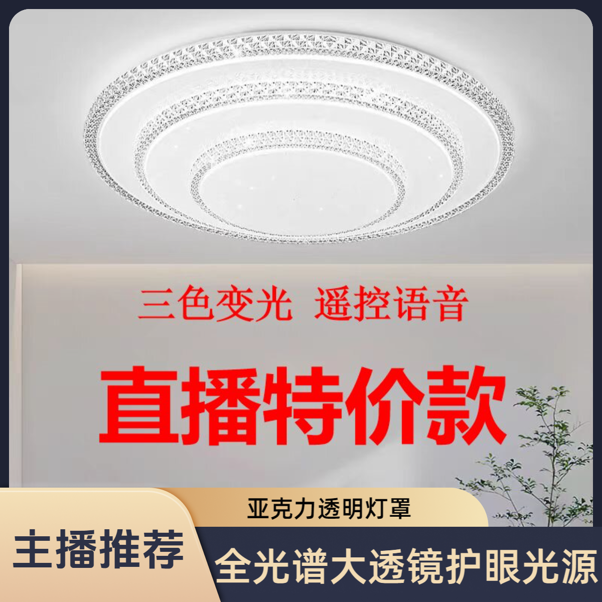 纵凌新款【直播特价】主卧灯吸顶灯圆形简约房间大气遥控大厅