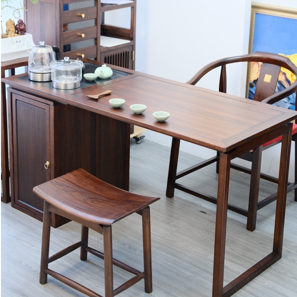 乌金木新款湿泡阳台茶桌新中式实木客厅桌办公室家用泡茶桌小茶桌