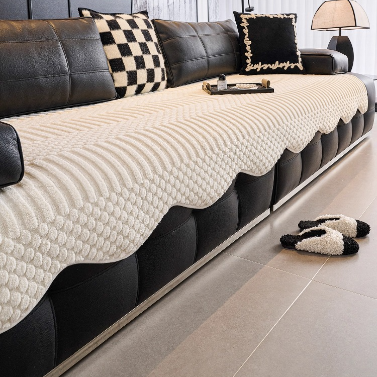 麦颜冬天劳伦斯沙发垫冬2025新款高级感加厚毛绒皮沙发坐垫防滑