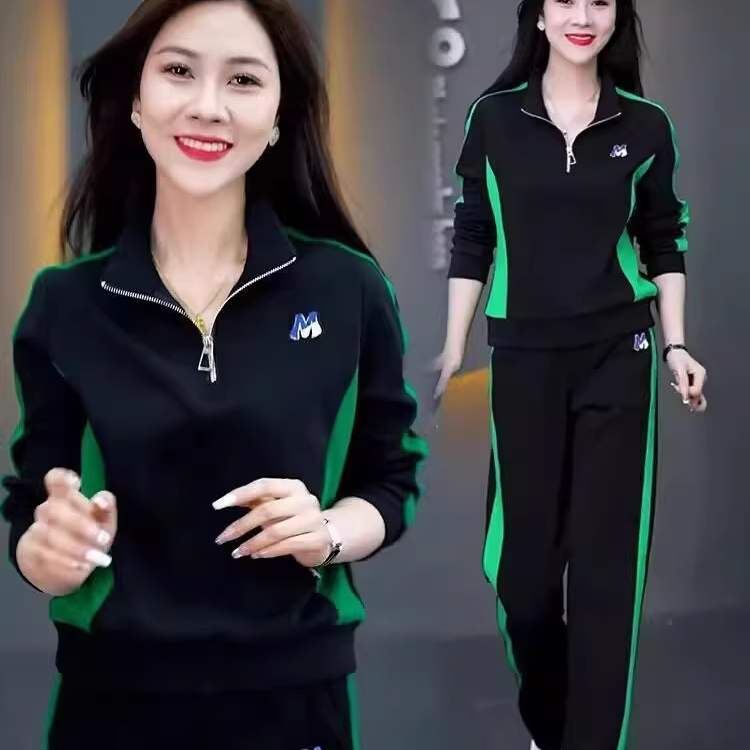 休闲时尚套装女时髦半拉链卫衣2025春秋新款洋气减龄运动服两件套
