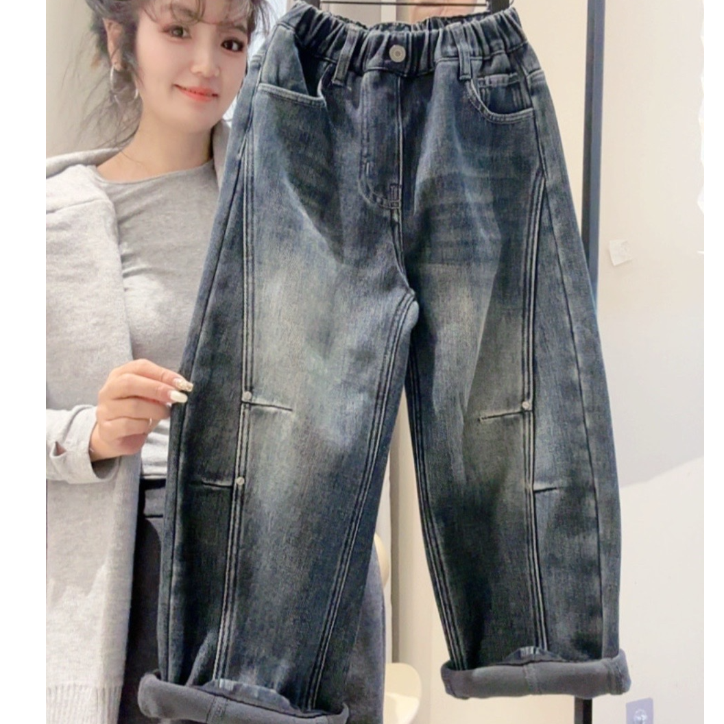 【加绒】2025新款秋冬装时尚儿童百搭潮流牛仔裤mt9683