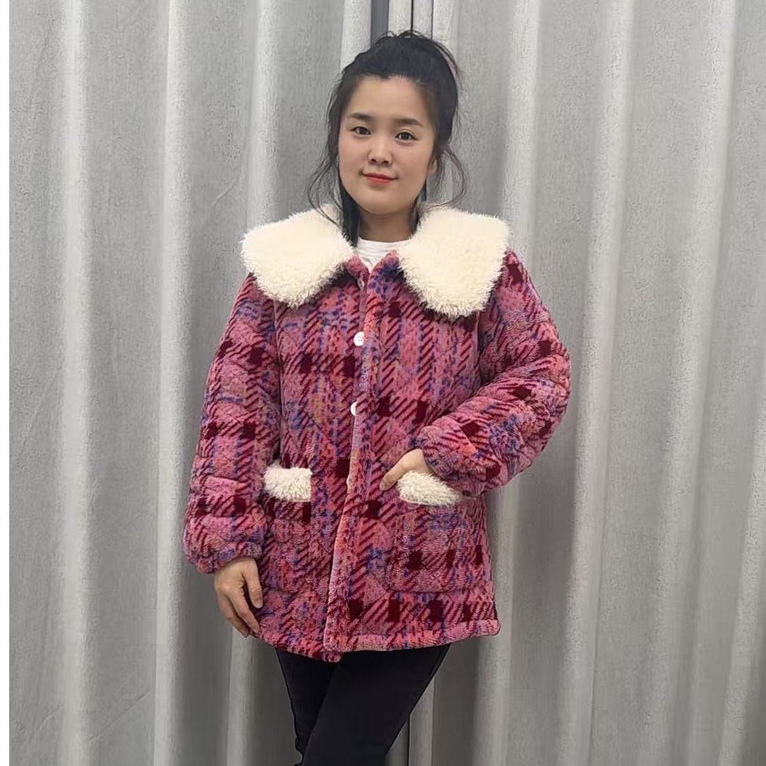 新冬季加厚围裙短款翻领罩衣加厚加棉外套棉服厚棉袄家居服妈妈装
