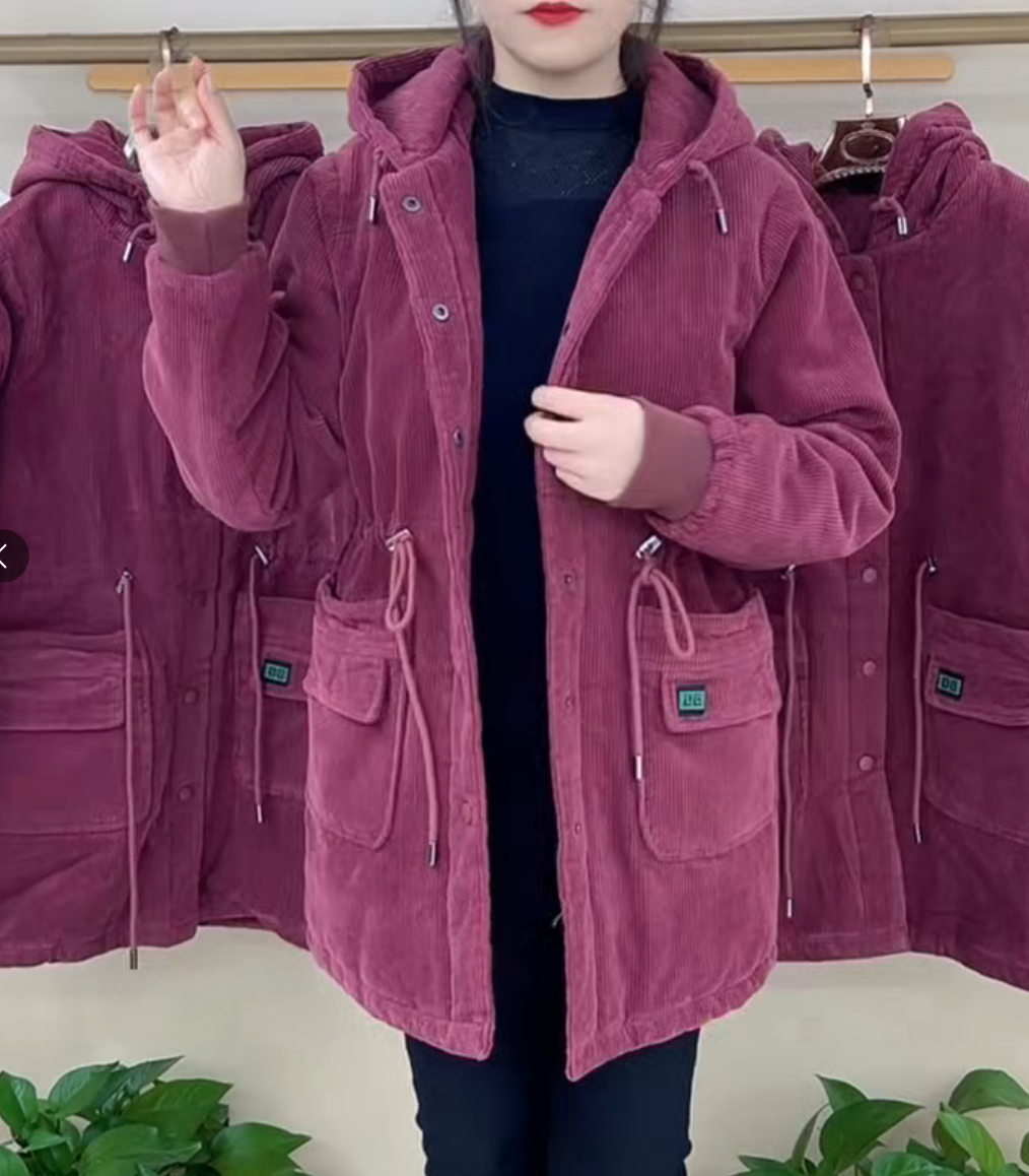 《原版品质》休闲中长款中年妈妈舒适大码棉服外套