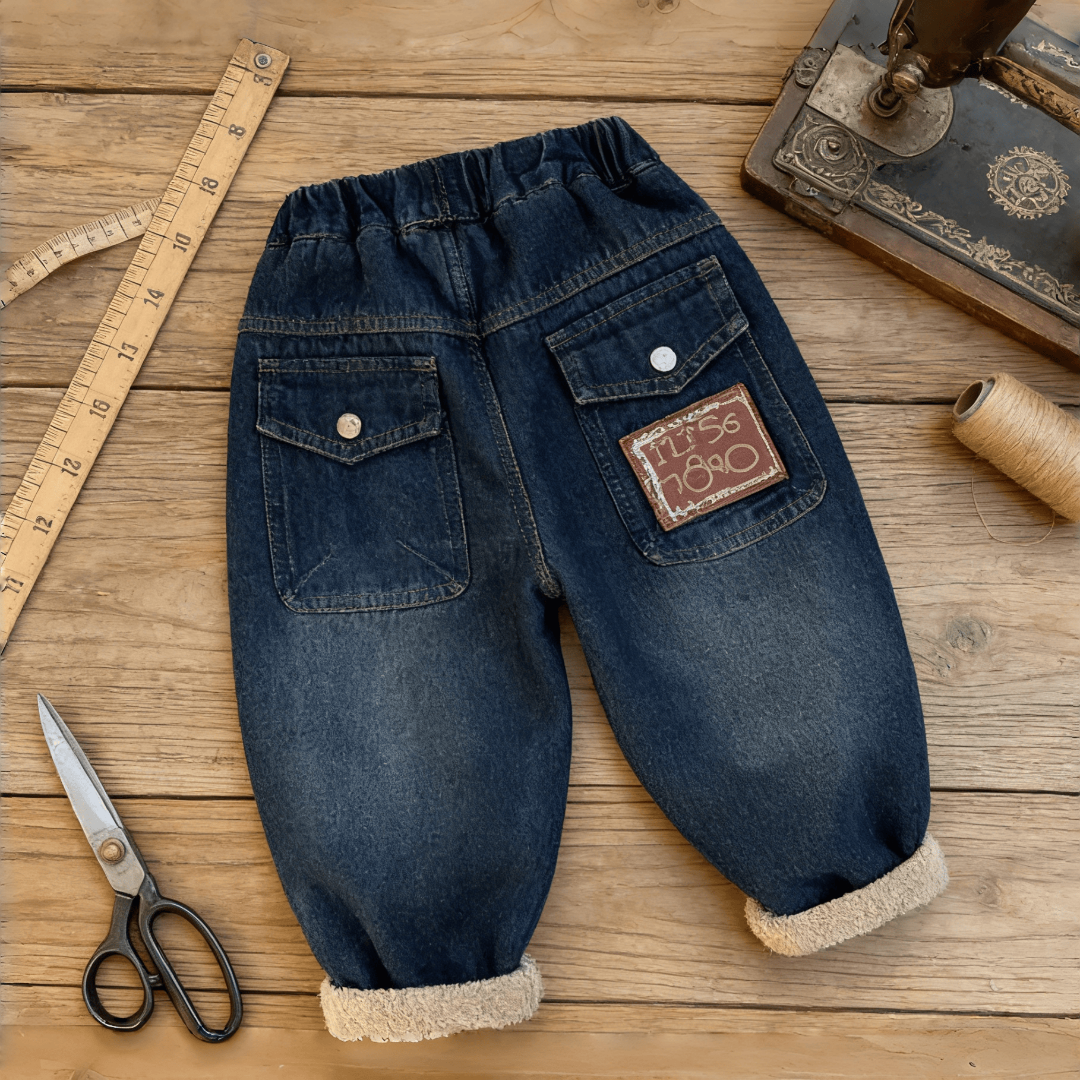 秋冬季加厚休闲裤儿童加绒牛仔裤男童新款韩版冬装中小童炸街宝宝