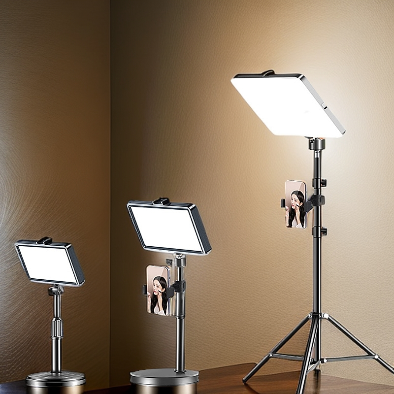 手机直播补光灯下巴灯平板自拍室内专用网红三色打光支架柔光高亮