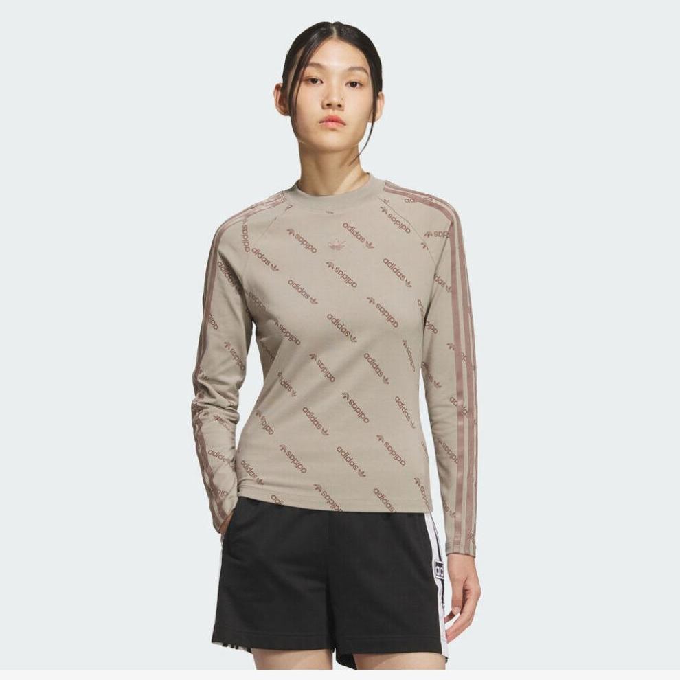 【滔搏联动】adidas三叶草2025女子TIGHT TEE LS针织长T无领KS8493