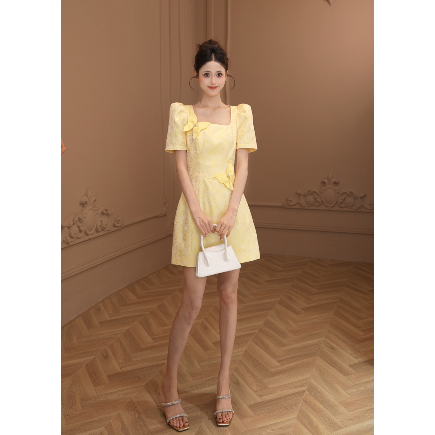 【柒老板定制】新款轻奢名媛气质小众复古高级感连衣裙15393