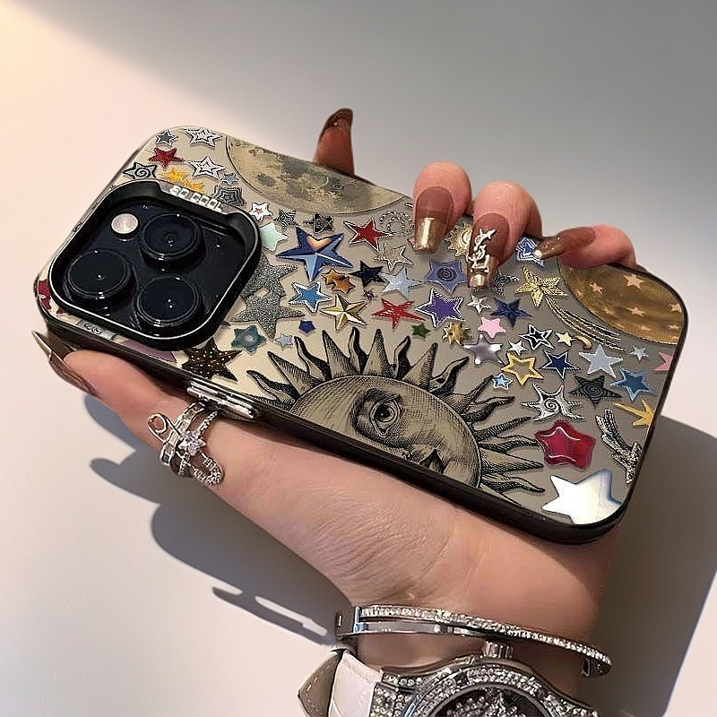 小众彩星太阳适用苹果16promax手机壳iphone15promax防摔13彩银12