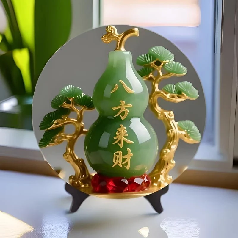 【2件套5·8】八方来财玉石装饰画摆件客厅办公室玄关桌面摆台肥料