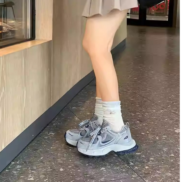 韩国潮流真皮厚底松糕小怪兽老爹鞋女鞋增高休闲运动百搭透气网面