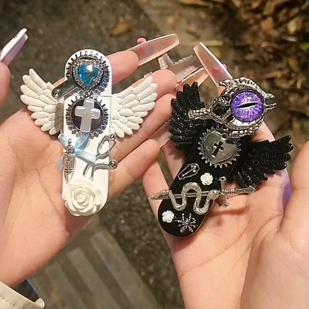 【酷鼠手作打火机】地雷系天使之翼纯白齿轮打火机圣洁感送礼粉色火