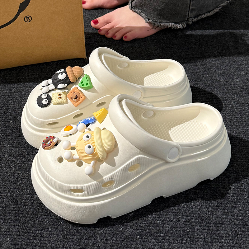 ECAC洞洞鞋女士2025夏季新款外穿时尚海边沙滩厚底防滑包头洞洞鞋