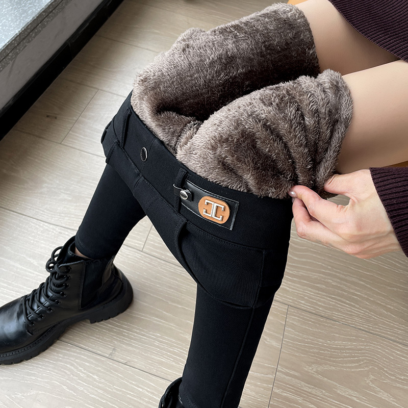 爆款加绒加厚小黑裤高腰紧身韩版百搭小脚裤显瘦秋冬外穿1021