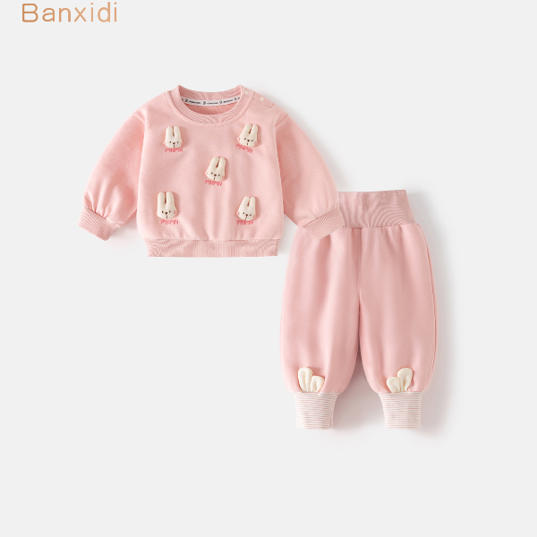 班喜迪女童套装秋新款洋气儿童卫衣宝宝束脚裤秋季婴儿衣服两件套
