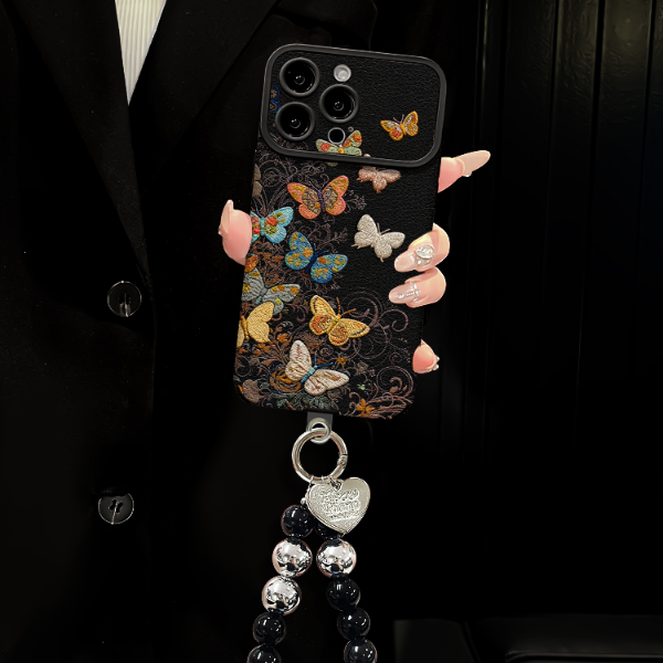 彩色蝴蝶适用苹果17华为VIVO/OPPO小米iPhone16PRO视窗贴皮手机壳