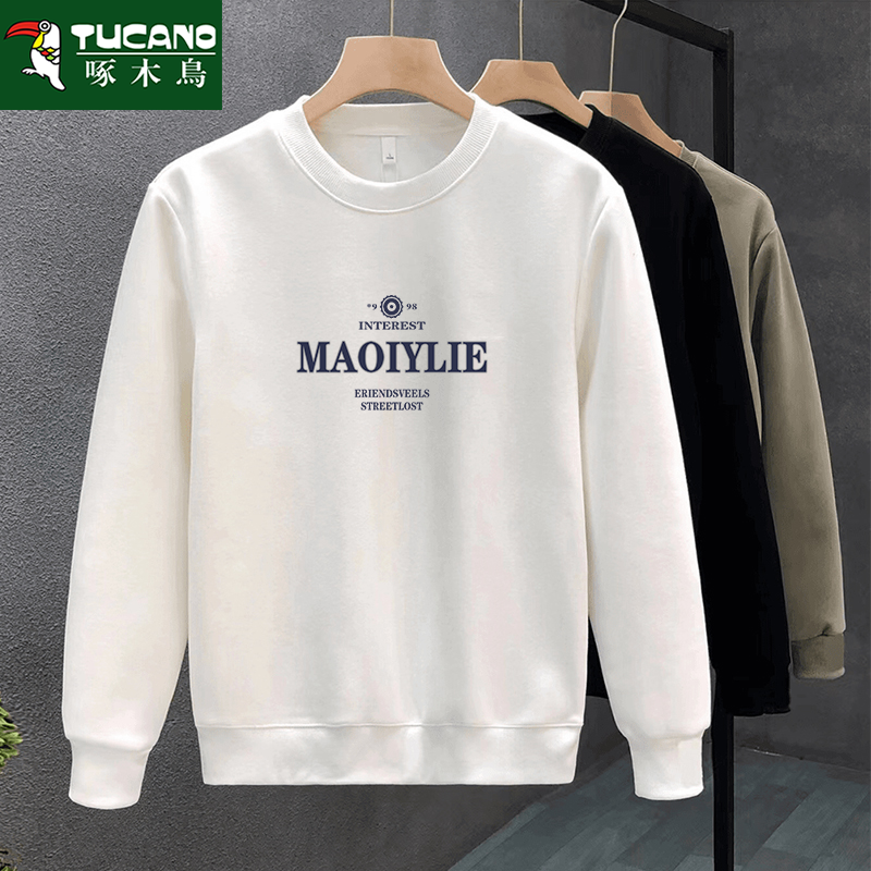 啄木鳥圆领卫衣男士2025新款大码上衣服秋冬潮牌男生青少年卫衣