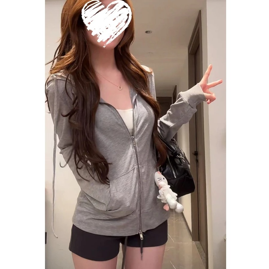 超薄防晒衫清爽透气连帽独特上衣纸片感轻薄透气开衫防