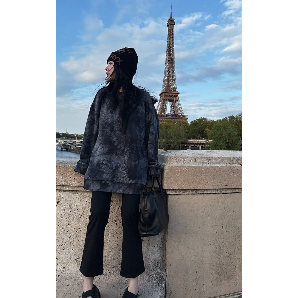 LA CALLA廓形100棉质扎染卫衣YY-AM6207