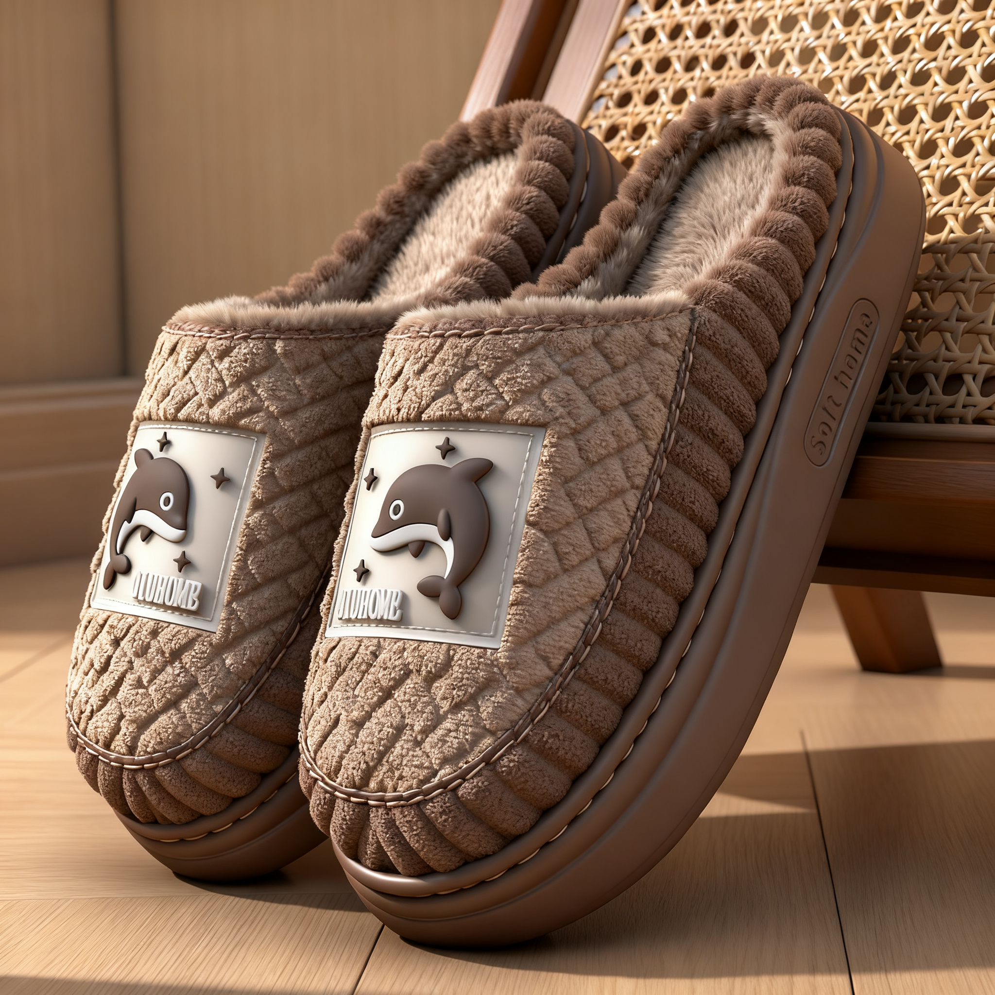 EVA大码加厚底加绒棉拖鞋男士冬天居家保暖防滑防臭情侣毛拖外穿