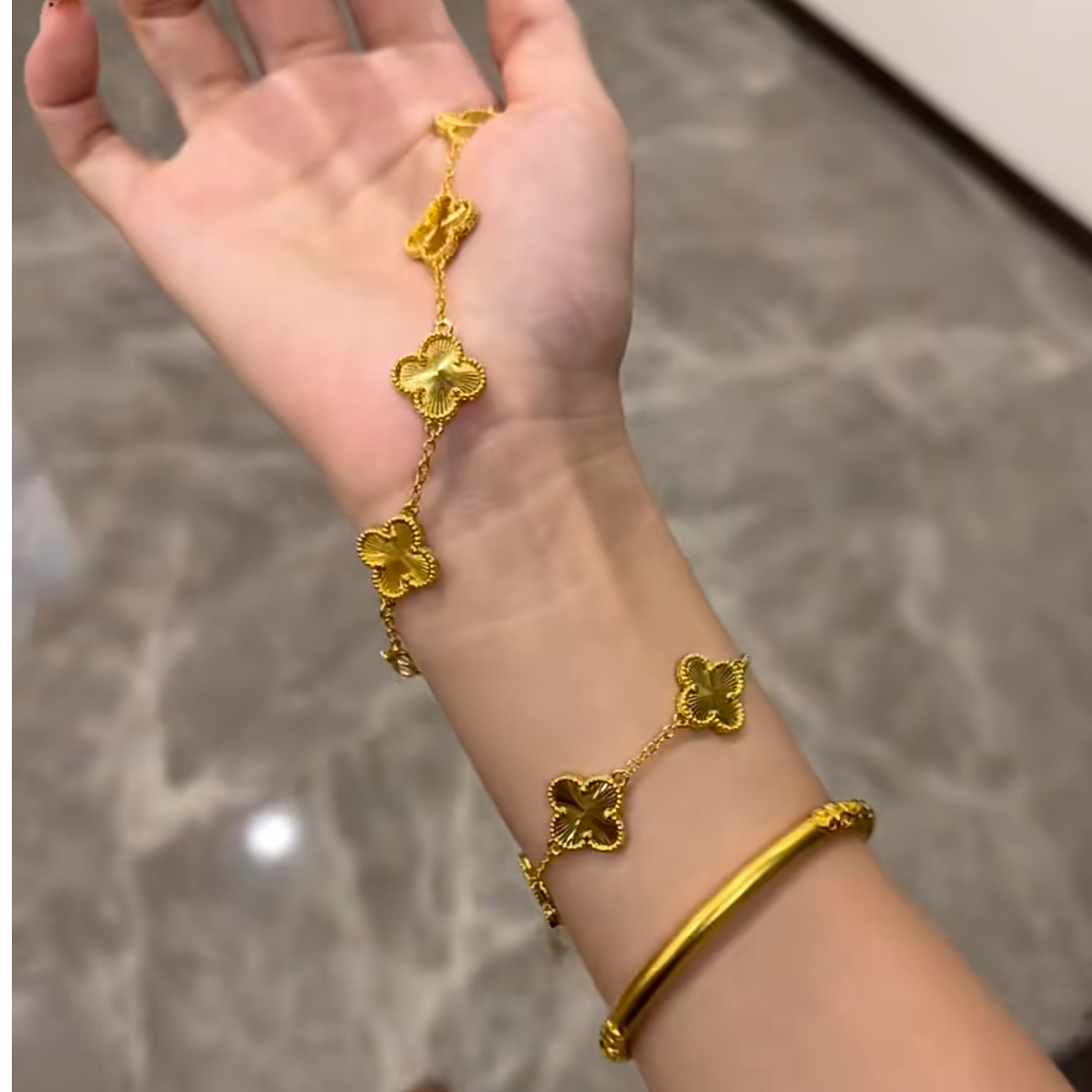 铜合金手链 新中式四叶草五花手链女新款轻奢小众精致首饰