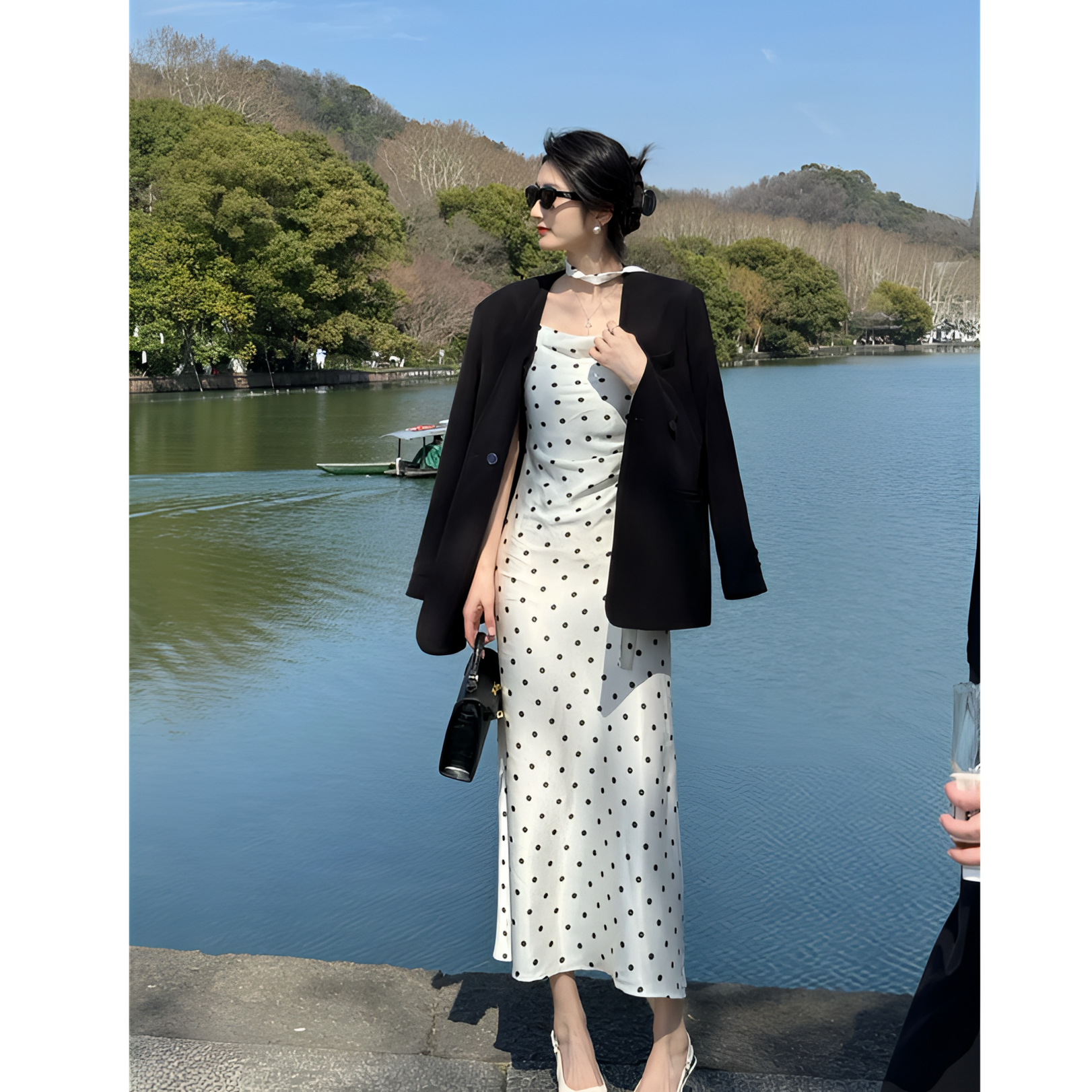 【现货】丢丢百搭领设计感轻奢宽松型轻职风西装连衣裙套装