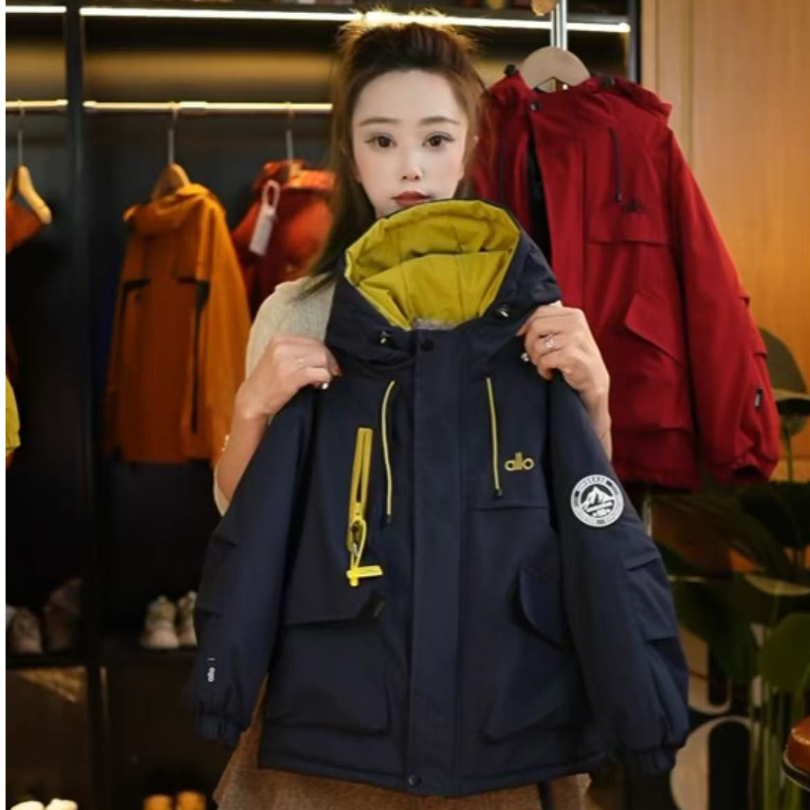 【加绒加厚】冬季新品男女童装加厚冲锋衣棉袄连帽拼色保暖防风防水