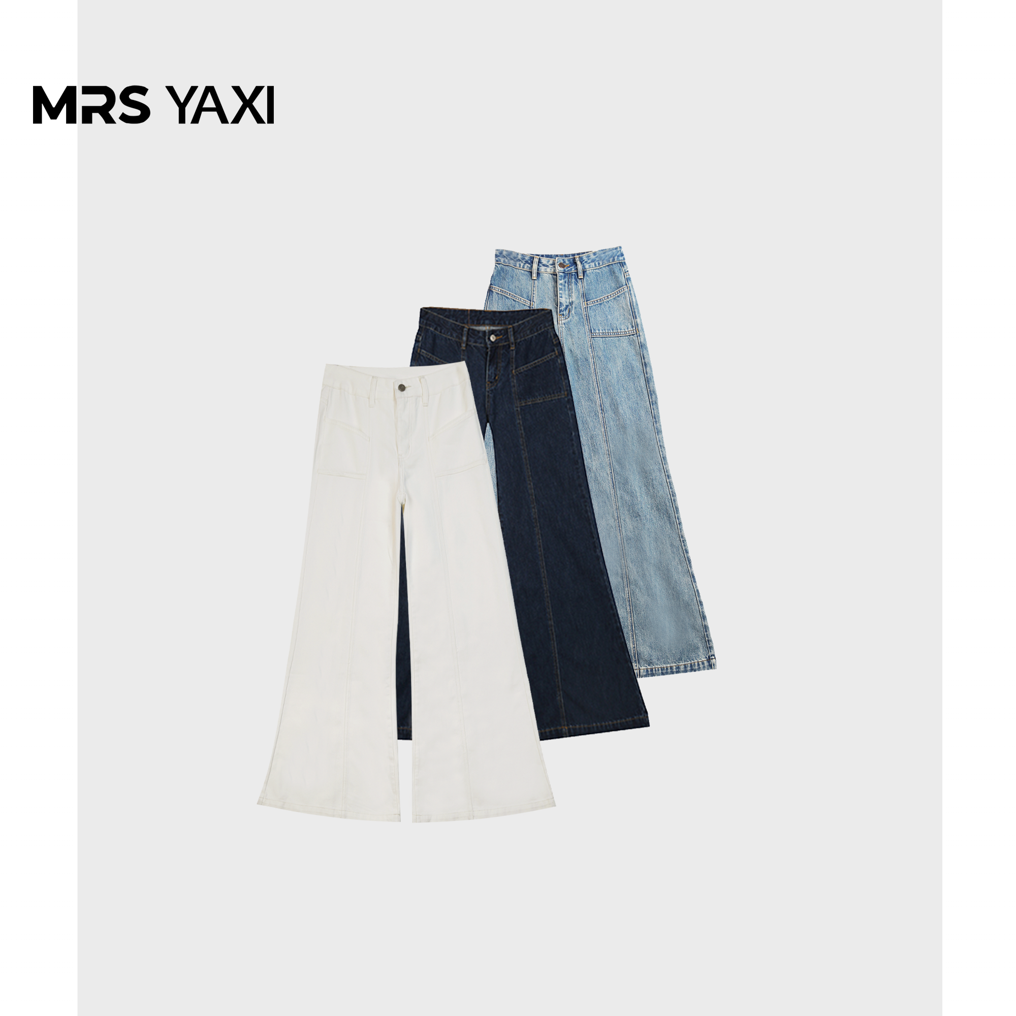 Mrsyaxi复古水洗牛仔喇叭裤YX081516