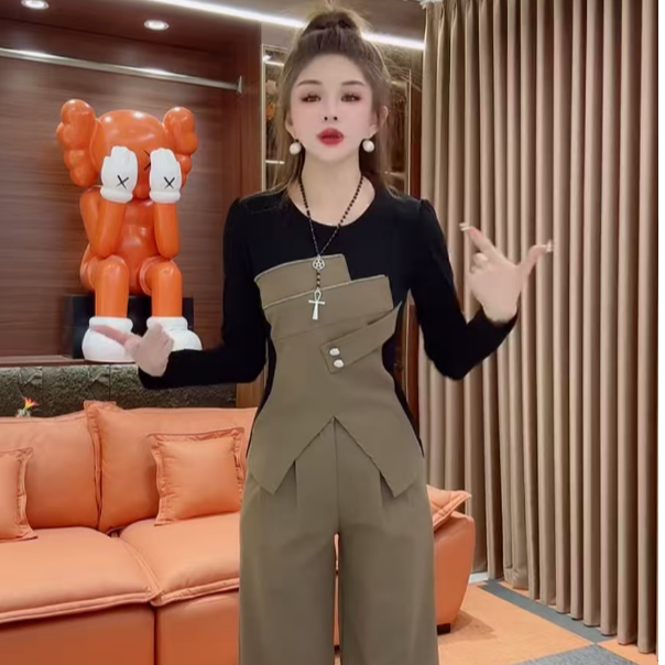 1079韩版名媛两件套2025爆款套装来袭百搭时髦女装服饰上衣百褶裙