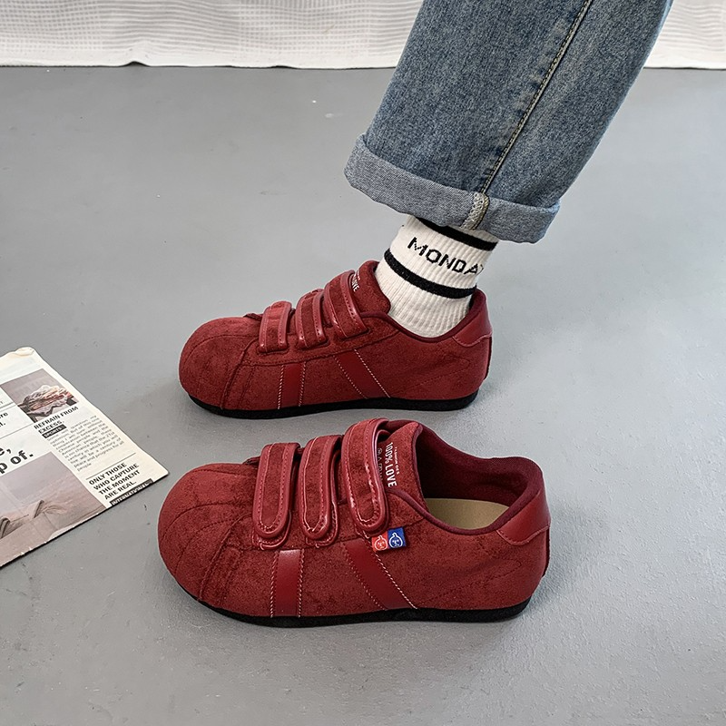 魔术贴德训鞋女2025年秋季新款爆款厚底休闲面包鞋贝壳头运动板鞋