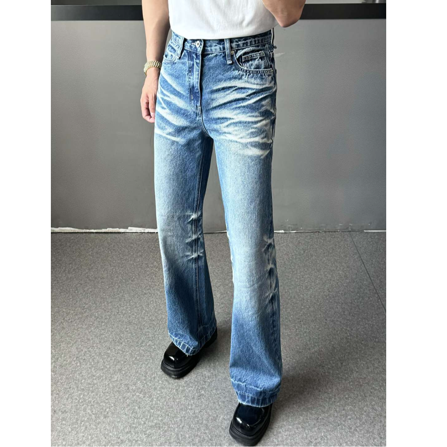 AIX KOM｜2025秋冬款美式休闲复古水洗百搭牛仔裤高腰