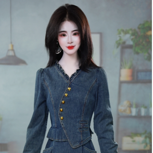 2025早秋新款时尚气质高端洋气轻熟减龄收腰显瘦牛仔连衣裙M-4XL