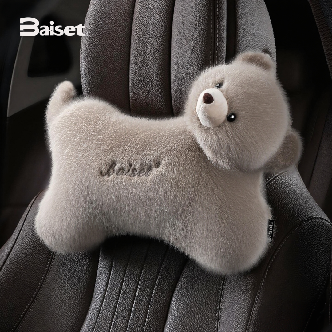 Baiset 莫勒熊汽车头枕 短绒卡通车载护颈枕创意可爱内饰用品礼物