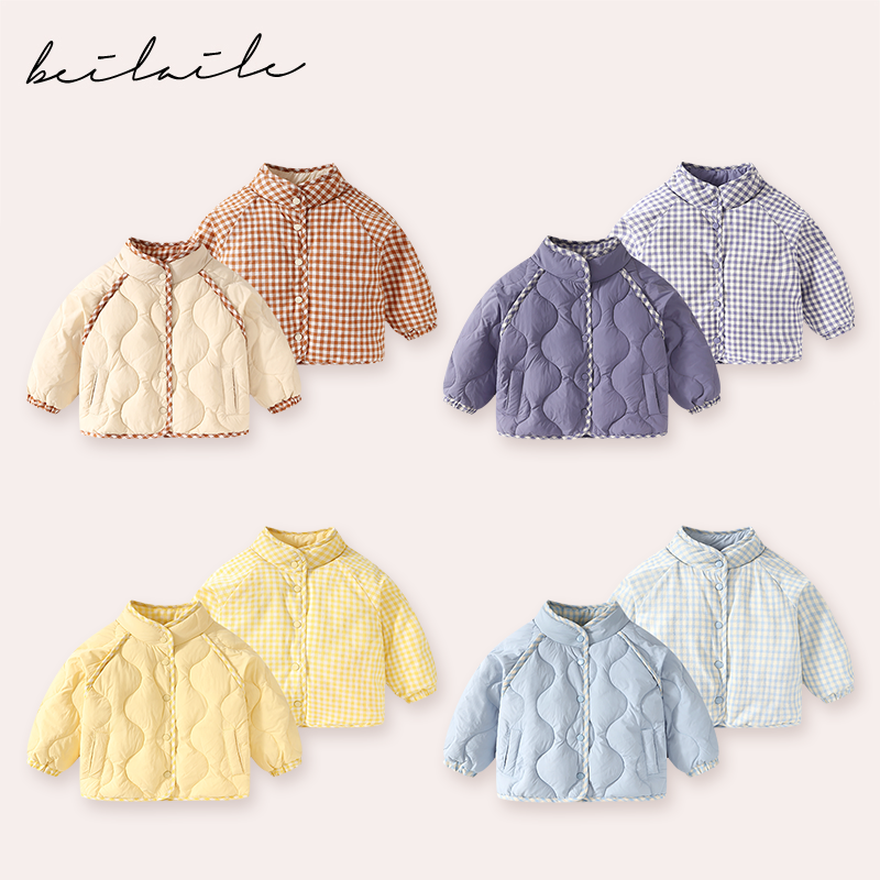 【双面穿三防羽绒服 小洛妈咪】婴儿童羽绒服男女宝宝连帽外套L6