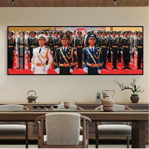军事主题天安门三军仪仗队伍高清装饰画客厅办公室挂画海报