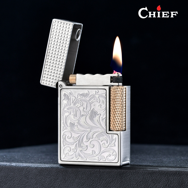 CHEIF新款煤油打火机创意富贵唐草侧滑点火超续航高颜值男生礼物
