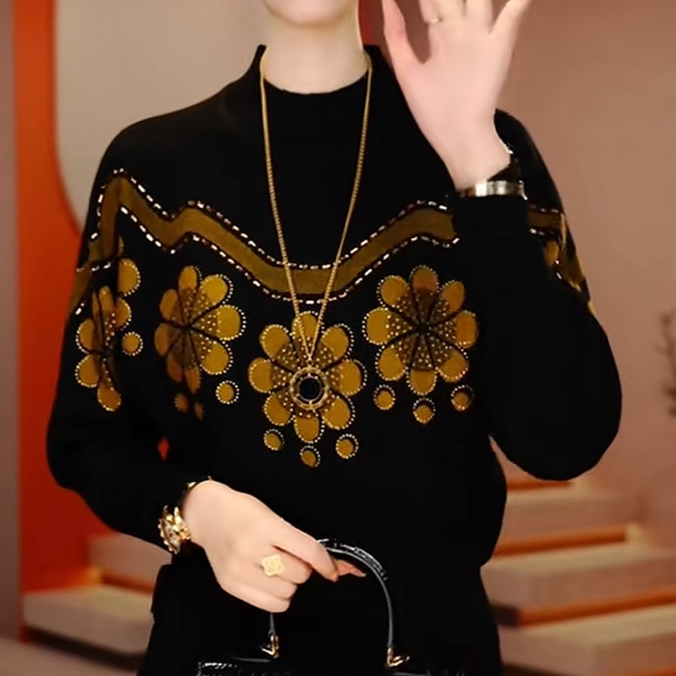 冬季高端新款潮流显瘦洋气针织衫百搭妈妈休闲减龄时尚长袖毛衣女