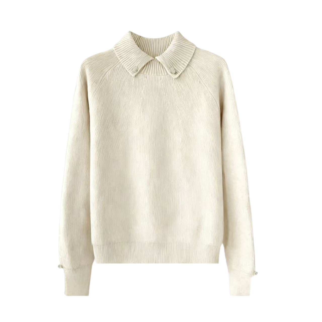 加厚安迪绒翻领针织衫毛衣洋气纽扣长袖女秋冬百搭打底外穿868