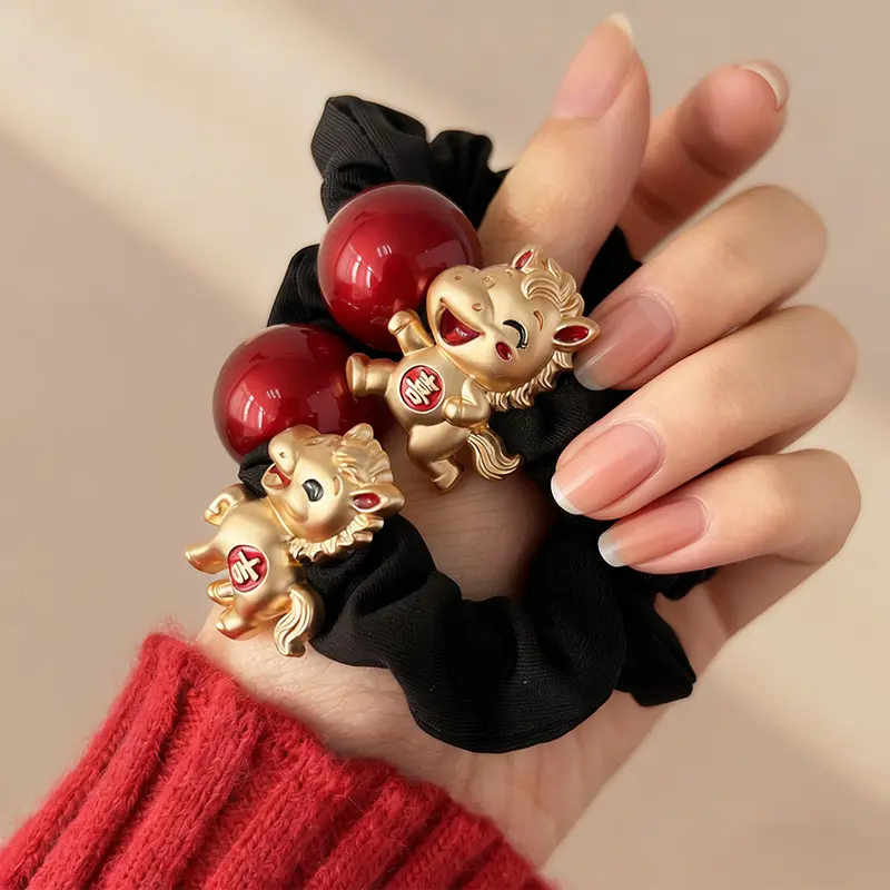 马年喜庆发绳本命年红色珠珠发圈头绳扎头发皮筋2026新款新年发饰